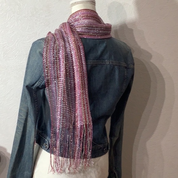 Lightweight - sparkle - statement - multicolor - summer - fringe - spring scarf - Picture 5 of 5